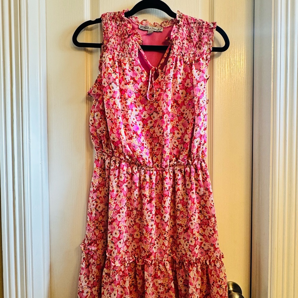 Floral Pink Sleeveless Dress